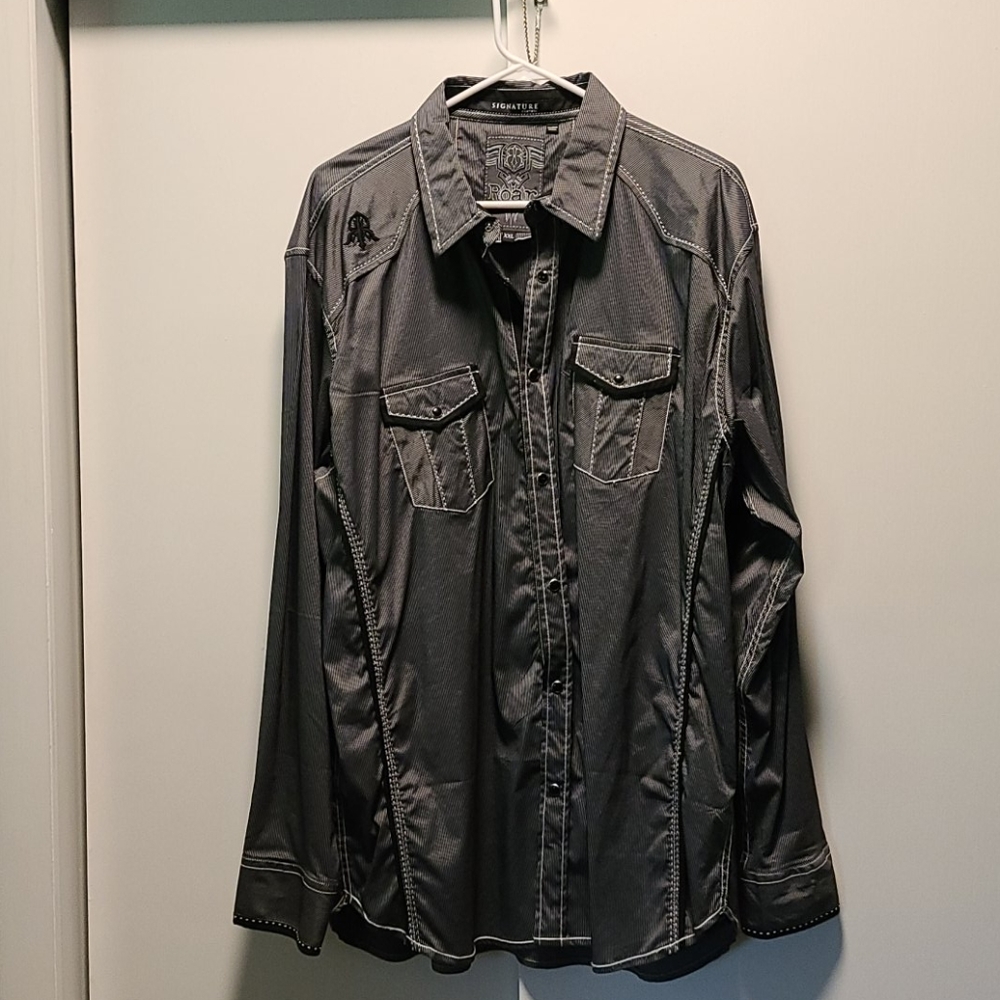 Roar Black silver/sheen long sleeve dress shirt